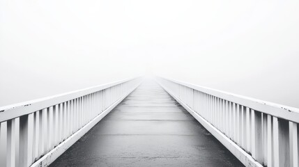 Obraz premium Bridge into the Unknown: A solitary bridge stretches into a misty expanse, inviting contemplation and a sense of adventure. The image evokes feelings of mystery and possibility.