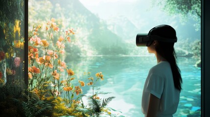 An imaginative portrayal of virtual reality art experiences, where users immerse themselves in digital creativity, concept VR art