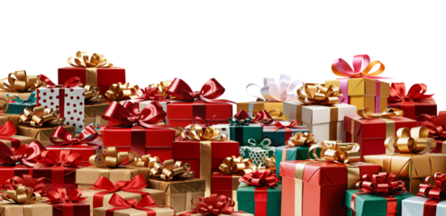 christmas presents in row as stacked as pile of gift boxes 3d-illustration design, isolated