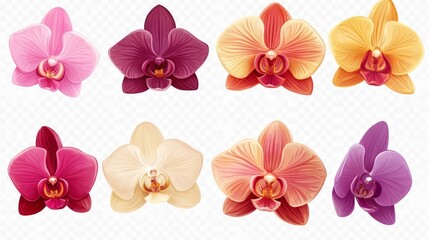 Variety of Colorful Orchids in Full Bloom