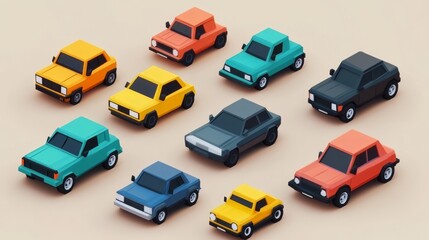 Colorful Collection of Miniature Cars in Various Designs