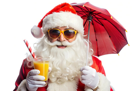 Santa Claus with a cocktail summer vibes