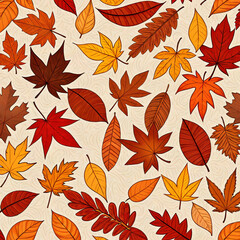 Fototapeta premium Autumn Leaves Pattern in Warm Colors