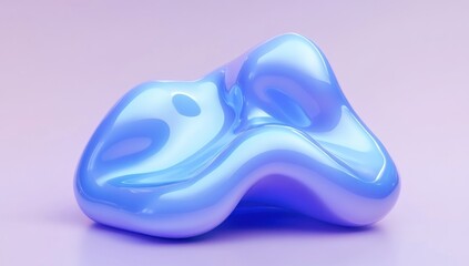 Abstract Shiny Blue Liquid Form