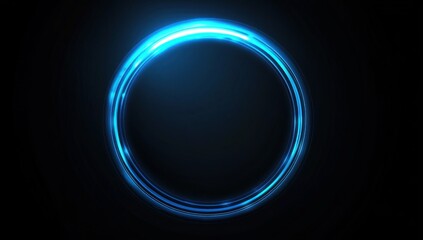 Abstract Blue Neon Circle on Dark Background