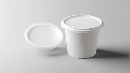 White Plastic Container with Lid Mockup