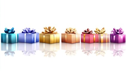 Colorful Presents in a Row with Reflections