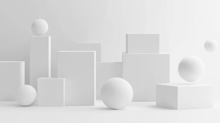 Minimalist White Geometric Shapes