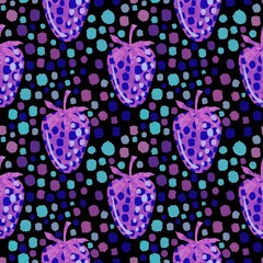 Cartoon summer fruit seamless strawberry pattern for birthday wrapping paper