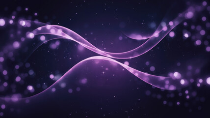 Obraz premium A mesmerizing abstract background featuring flowing purple waves and sparkling bokeh effects, creating a sense of depth and tranquility.