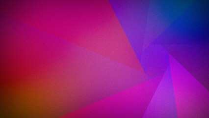 Vibrant, abstract 4K background with a grainy texture, blending intense shades of pink, red, purple, and blue, accented with geometric shapes, perfect for dynamic digital designs