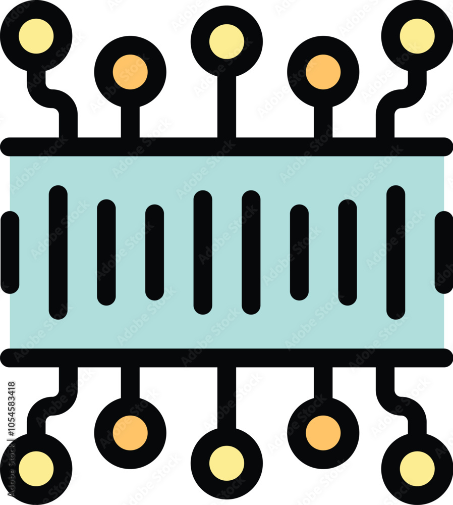 Poster electronic board is connecting data through wires and points in this icon