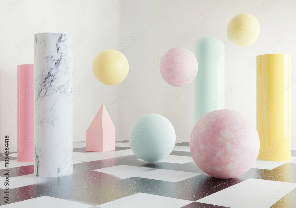 Poster 3d style abstract background with geometric shapes