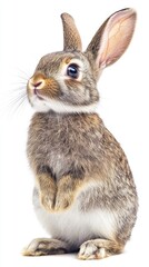Fototapeta premium Cute Domestic Rabbit Sitting Upright with Expressive Eyes