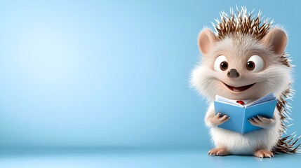 Obraz premium Adorable 3D of a Hedgehog Wearing a Formal Business Suit and Tie Holding a Stack of Papers on a Cluttered Office Desk Representing the Hardworking and Dedicated Nature of the Corporate World