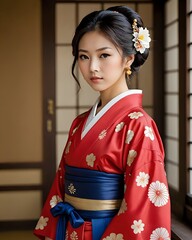 Ragazza in costume tradizionale giapponese 