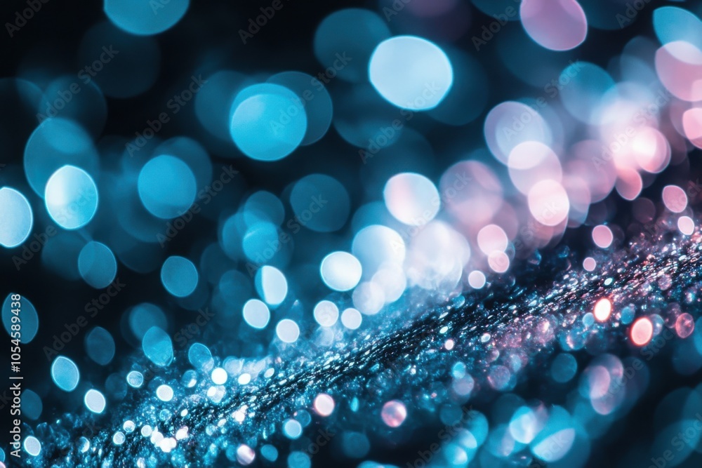Aufkleber Beautiful abstract background with blue and pink bokeh lights on black canvas, creating luxurious atmosphere. The sparkling, shiny texture makes the composition suitable for various design projects.
