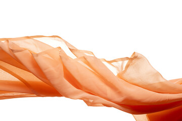 Orange organza fabric flying in curve shape, Piece of textile orange organza fabric throw fall in...