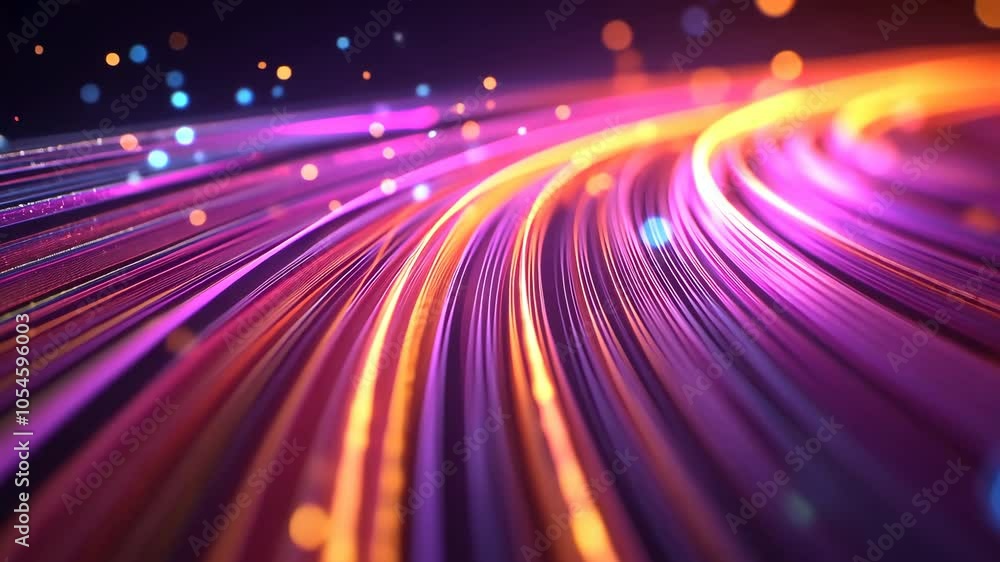 Aufkleber abstract lines of light curve and swirl against a dark background