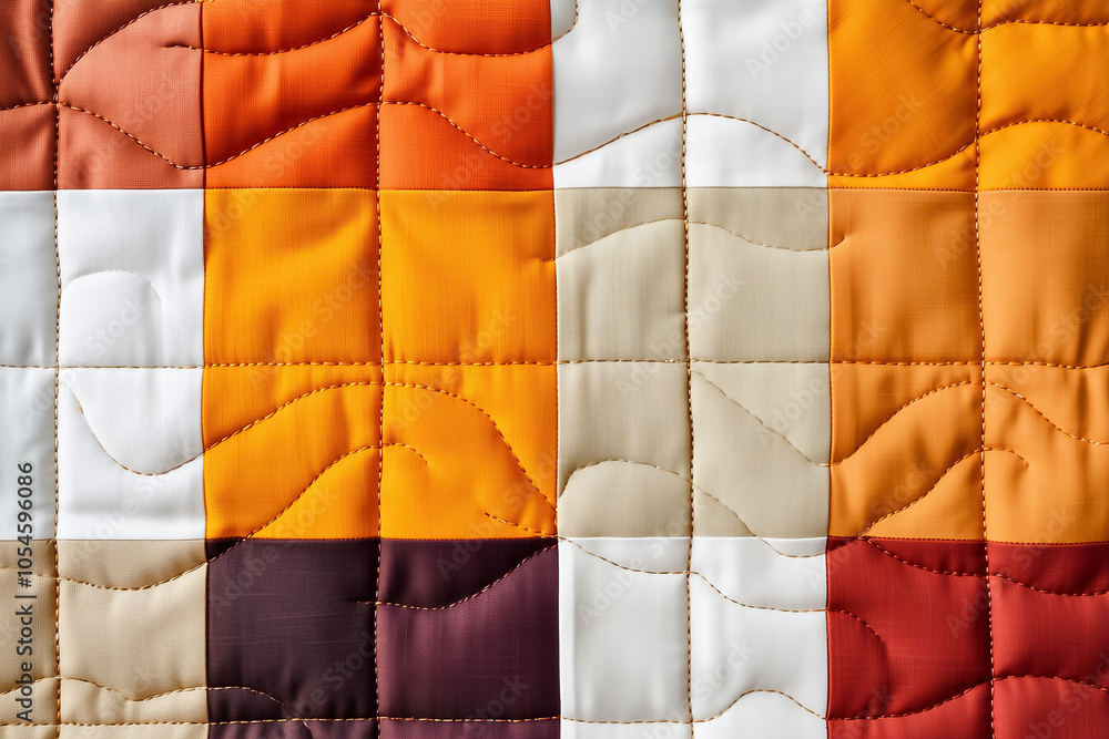 Aufkleber this patchwork quilt features an array of warm, inviting colors combined in a textured design, perfe