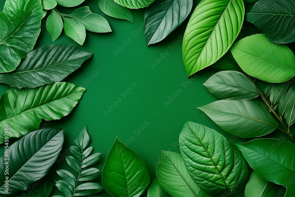 Poster an exquisite array of various leaves showcases rich colors and textures against a verdant backdrop