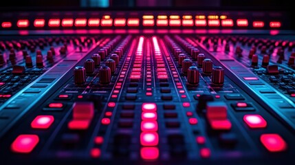 Audio Mixing Console Close-Up