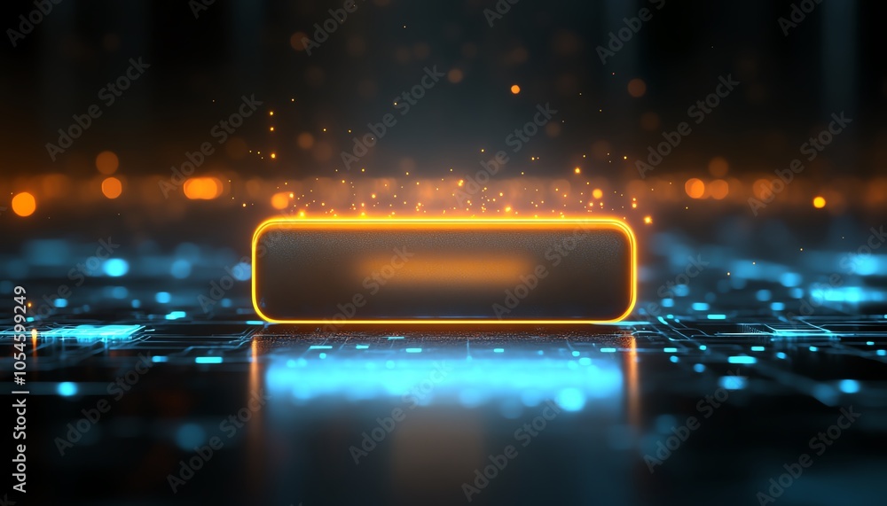 Poster Contemporary design of a glowing input prompt interface on a sleek digital network backdrop, symbolizing the future of user interaction and digital experiences