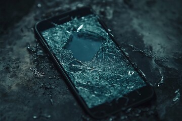 Broken Smartphone Screen Shattered Glass Technology Damage Close Up