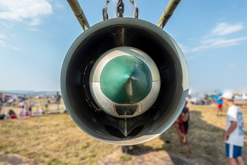 The front of a jet fighter