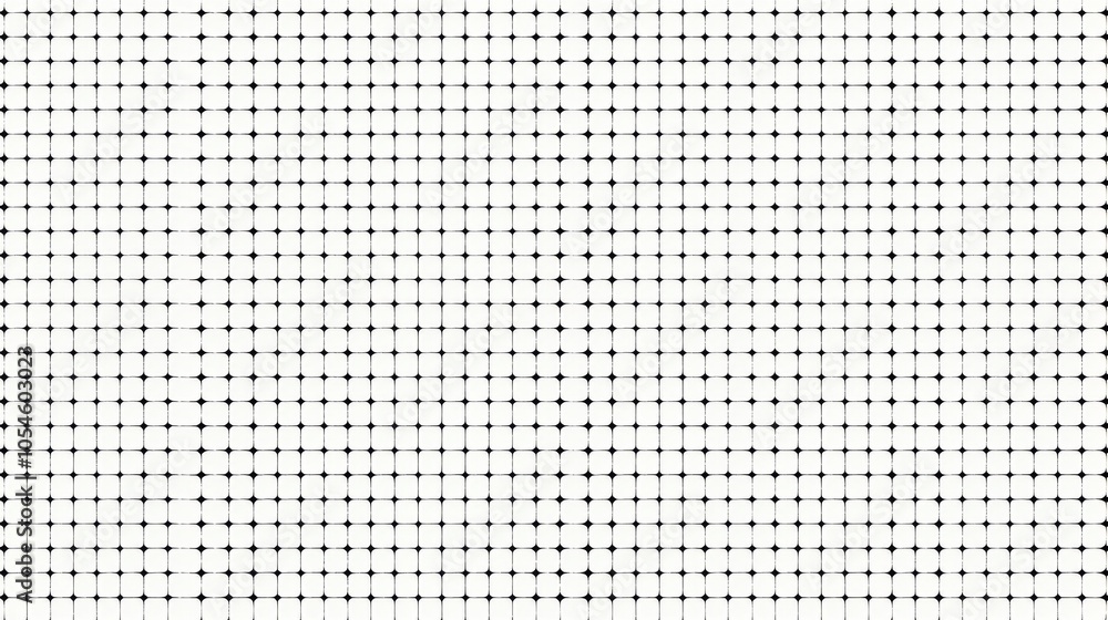 Poster a white background with black dots in the shape of grid lines -