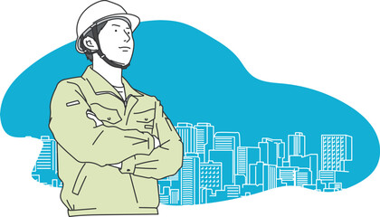 建設作業員の男性のシンプルイラスト