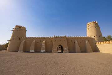 Scenic views of Al-Jahili Fort in Al Ain, Abu Dhabi, United Arab Emirates