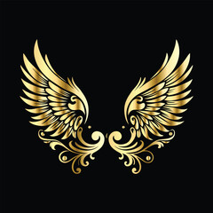 Royal Gold Wing Frames: Iconic Angel and Bird Wings in Decorative Silhouettes