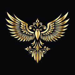 Royal Gold Wing Frames: Iconic Angel and Bird Wings in Decorative Silhouettes