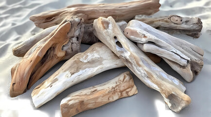 Polished Driftwood for Beach Decor: Create Coastal Charm with Separate Weathered Pieces Shaped by the Tides and Sun