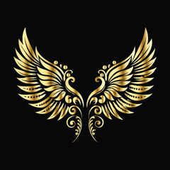 Royal Gold Wing Frames: Iconic Angel and Bird Wings in Decorative Silhouettes