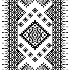 Fototapeta premium Ancient echoes Aztec geometric abstract seamless patterns southwest Navajo Native American tribal ethnic modern black and white for textile printing