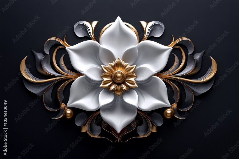Poster simple geometric design of a flower blooming, with each petal representing aspects of life and the u