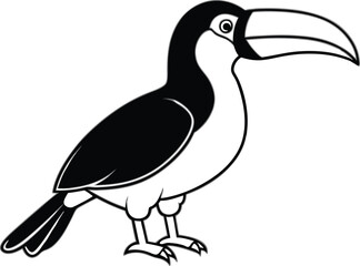 silhouette of a toucan bird vector illustration. black animal flying bird.