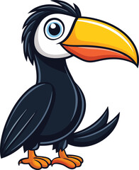 silhouette of a toucan bird vector illustration. black animal flying bird.