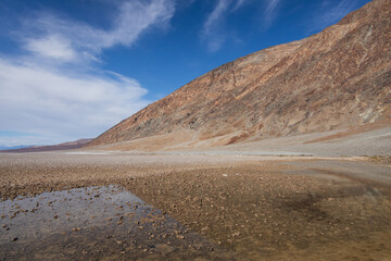 Lake Manly and salt flats at Badwater Basin in Death Valley National Park, California