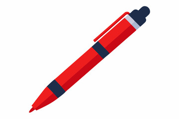 Cute red pen isolated on a white vector art illustration 