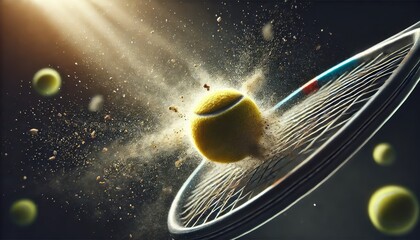 Tennis Ball Striking Racket in Slow Motion