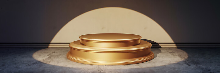 Golden podium  spotlight  minimalist  product display  luxury  elegance  award ceremony   