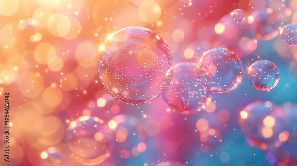 Poster colorful abstract wallpaper with soap bubbles on a vibrant background 3d rendering desktop backgroun