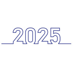 Line illustration text design 2025 for new year cards on white background.