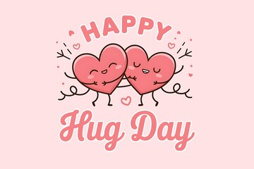 Happy National Hug Day illustration with family and hearts theme