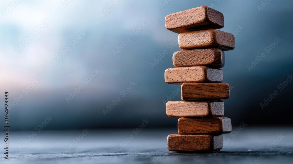 Poster stack of wooden blocks against a soft background
