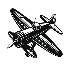 Plane vector icon silhouette vector illustration in black and white.