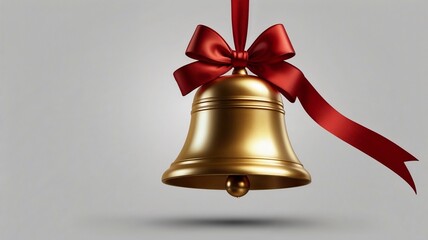 Christmas Bell with Red Ribbon - AI Illustrated